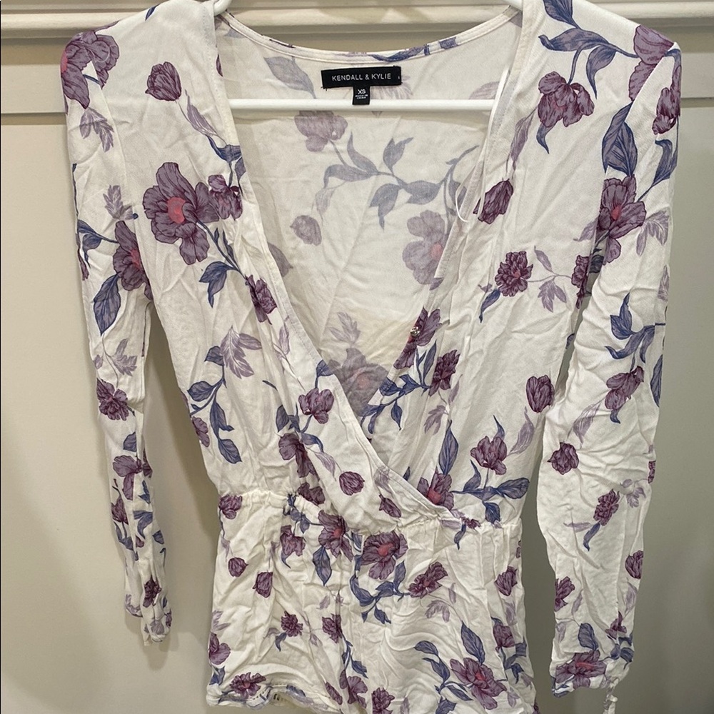 Kendall & Kylie Floral Jumpsuit - White and Purple